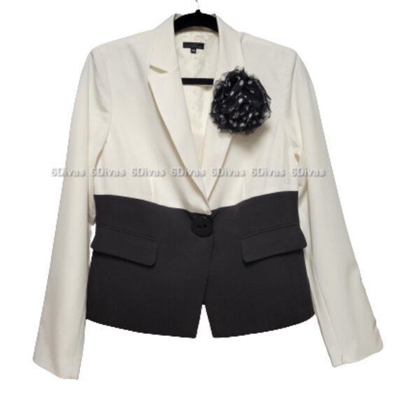 Black And White Blazer Jacket Top Short Jacket Top Formal Wear- Sizes 38, 40, 42 - Picture 1 of 16